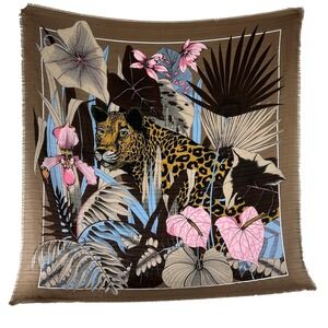 Vintage‎ Leopard Tropical Floral Scarf